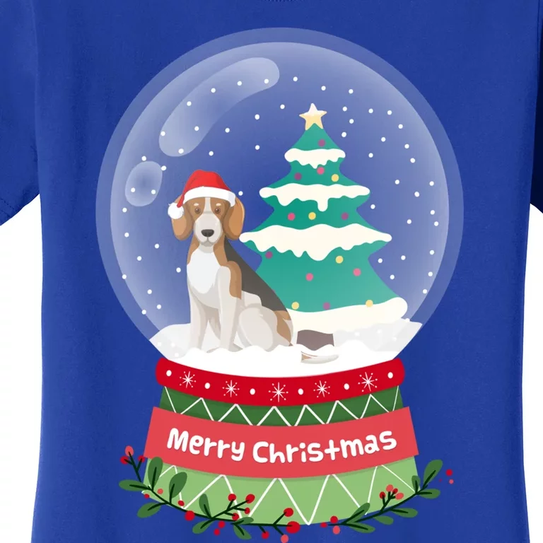 Beagle Christmas Ornats Crystal Ball Snowy Xmas Tree Cute Gift Women's T-Shirt