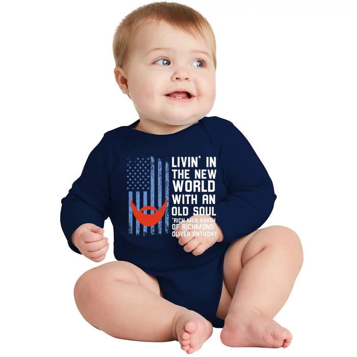 Blue Collar Oliver Anthony Rich Men North Of Richmond Flag Baby Long Sleeve Bodysuit