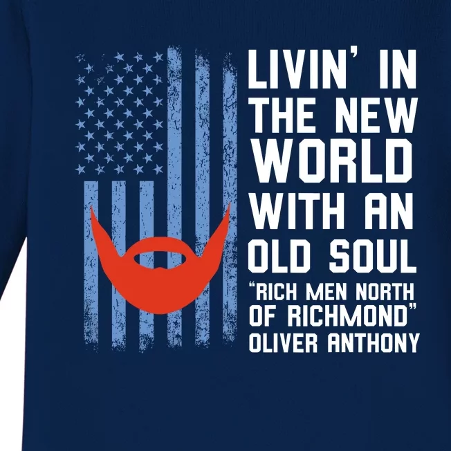 Blue Collar Oliver Anthony Rich Men North Of Richmond Flag Baby Long Sleeve Bodysuit