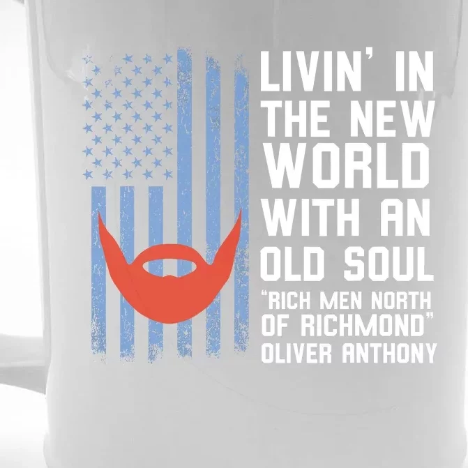 Blue Collar Oliver Anthony Rich Men North Of Richmond Flag Front & Back Beer Stein