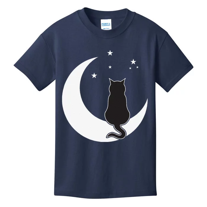 Black Cat On The Crescent Moon By The Starlight Kids T-Shirt