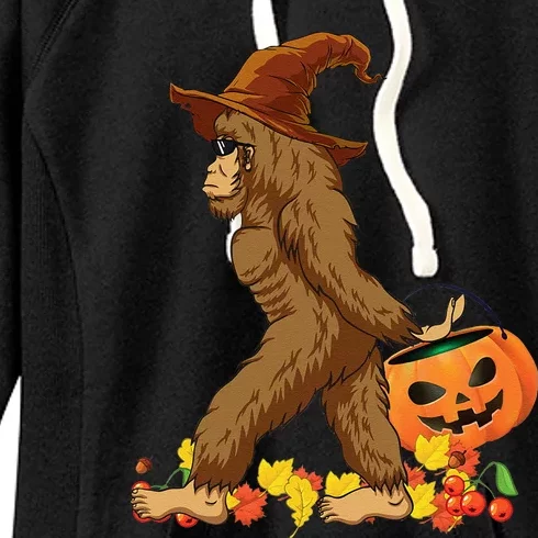 Bigfoot Carrying Pumpkin Halloween Costume Women's Fleece Hoodie