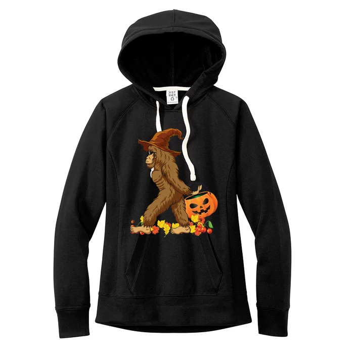 Bigfoot Carrying Pumpkin Halloween Costume Women's Fleece Hoodie