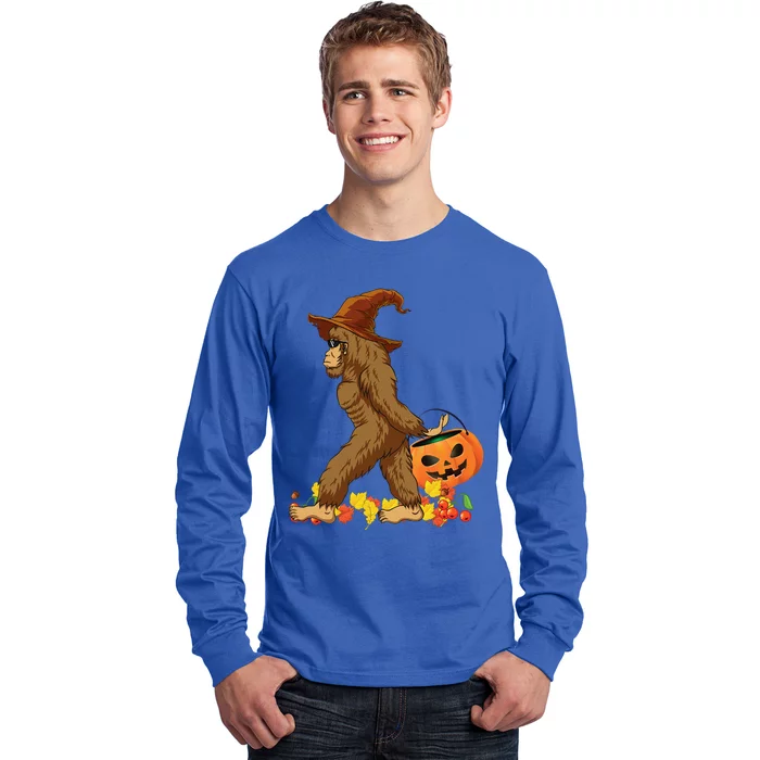 Bigfoot Carrying Pumpkin Halloween Costume Long Sleeve Shirt