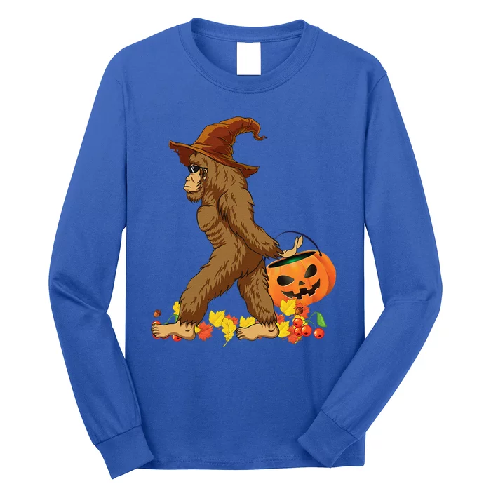 Bigfoot Carrying Pumpkin Halloween Costume Long Sleeve Shirt