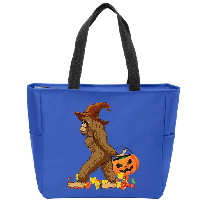 Bigfoot Carrying Pumpkin Halloween Costume Zip Tote Bag