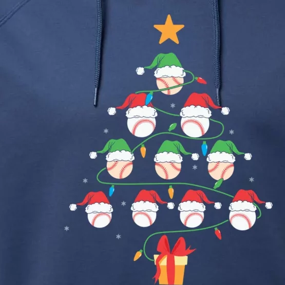 Baseball Christmas Pitcher Catcher Xmas Holiday Santa Claus Cute Gift Performance Fleece Hoodie