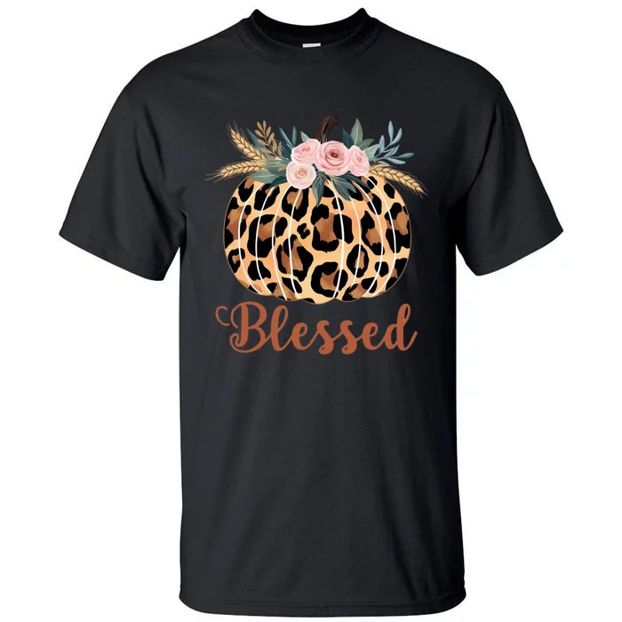 Blessed Cheetah Pumpkin October Fall Tall T-Shirt