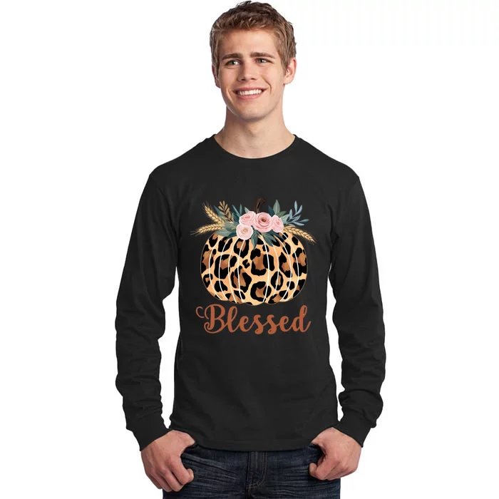 Blessed Cheetah Pumpkin October Fall Tall Long Sleeve T-Shirt