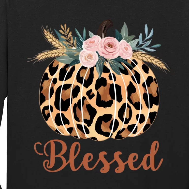 Blessed Cheetah Pumpkin October Fall Tall Long Sleeve T-Shirt