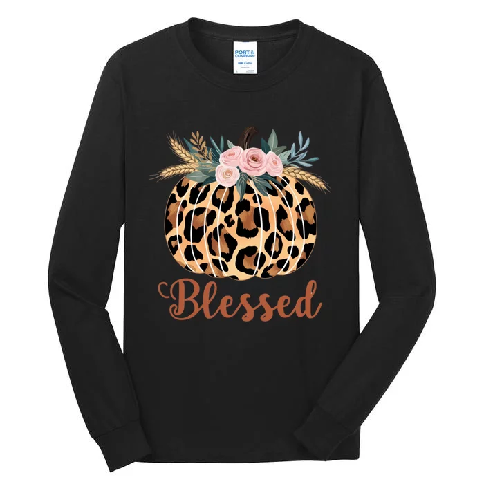 Blessed Cheetah Pumpkin October Fall Tall Long Sleeve T-Shirt