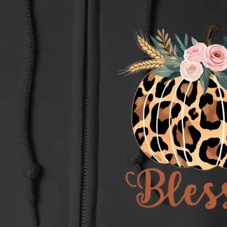 Blessed Cheetah Pumpkin October Fall Full Zip Hoodie