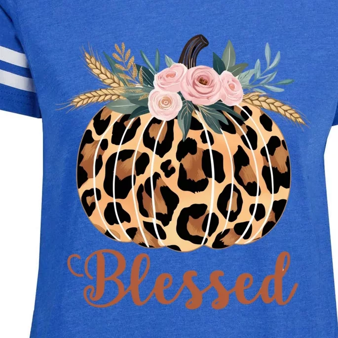 Blessed Cheetah Pumpkin October Fall Enza Ladies Jersey Football T-Shirt