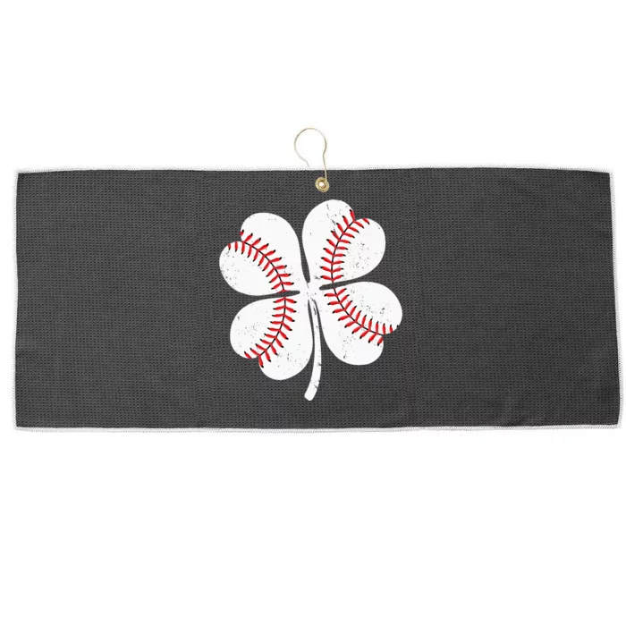 Baseball Catcher Pitcher Shamrock St Patricks Day Large Microfiber Waffle Golf Towel