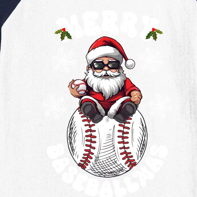 Baseball Christmas Pitcher Catcher Xmas Holiday Santa Claus Gift Baseball Sleeve Shirt