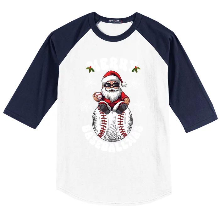 Baseball Christmas Pitcher Catcher Xmas Holiday Santa Claus Gift Baseball Sleeve Shirt