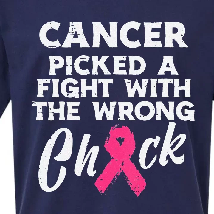 Breast Cancer Picked A Fight Wrong Chick Awareness Sueded Cloud Jersey T-Shirt