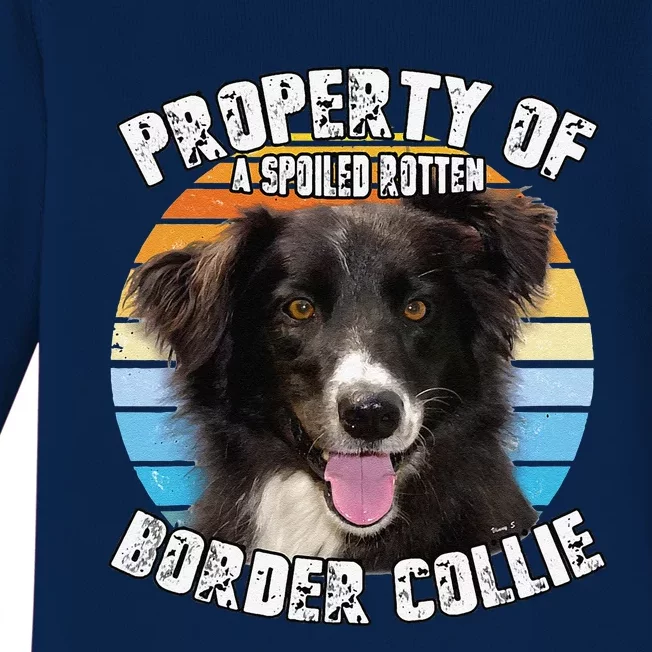 Border Collie Property Of Cute Dog Baby Long Sleeve Bodysuit