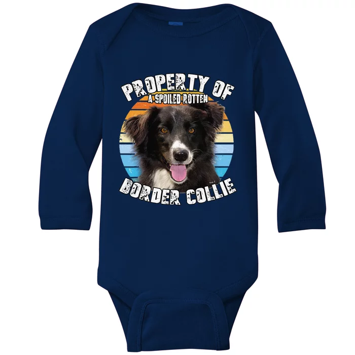 Border Collie Property Of Cute Dog Baby Long Sleeve Bodysuit