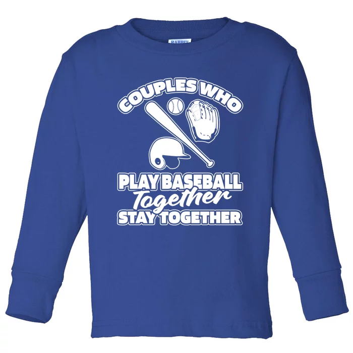 Baseballer Couple Player Sport Team Gift Baseball Gift Toddler Long Sleeve Shirt