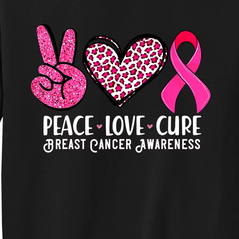 Breast Cancer Peace Love Cure Awareness Warrior Pin.K Ribbon Gift Tall Sweatshirt