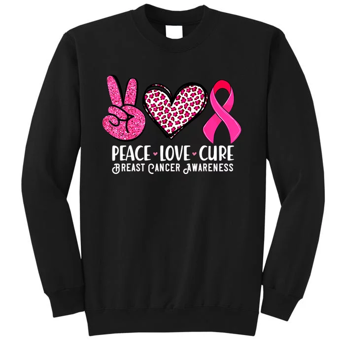 Breast Cancer Peace Love Cure Awareness Warrior Pin.K Ribbon Gift Tall Sweatshirt