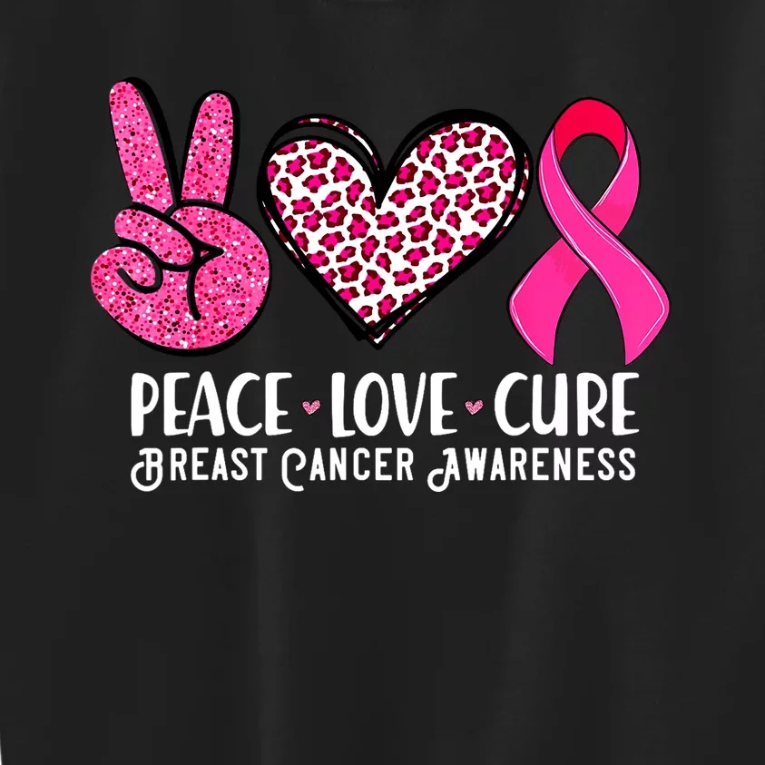 Breast Cancer Peace Love Cure Awareness Warrior Pin.K Ribbon Gift Kids Sweatshirt