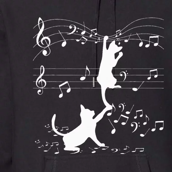 Black Cats Playing With Music Note Cat Lover Design Premium Hoodie