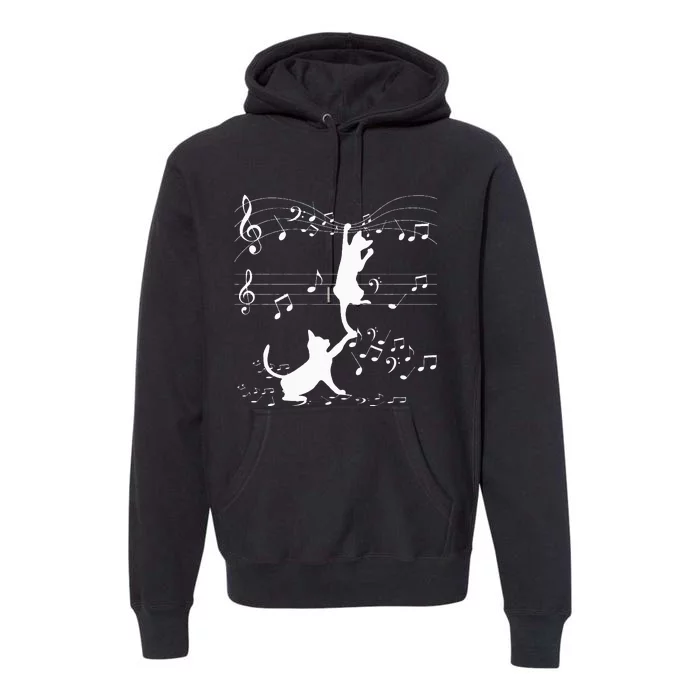 Black Cats Playing With Music Note Cat Lover Design Premium Hoodie