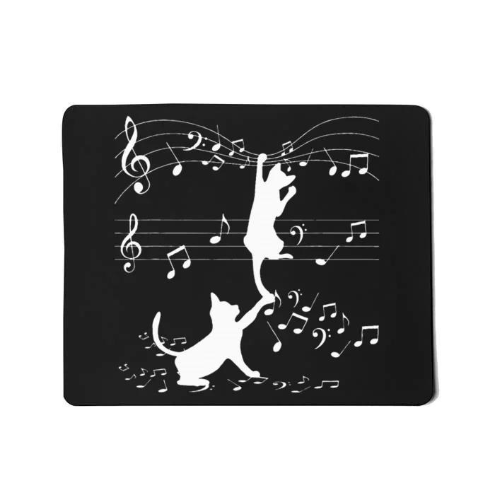 Black Cats Playing With Music Note Cat Lover Design Mousepad