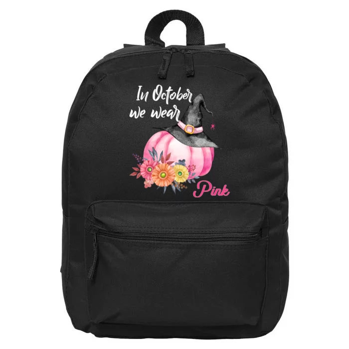 Breast Cancer Pumpkin Witch 16 in Basic Backpack