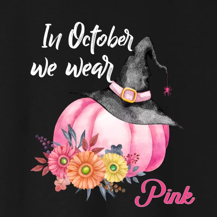 Breast Cancer Pumpkin Witch Women's Crop Top Tee