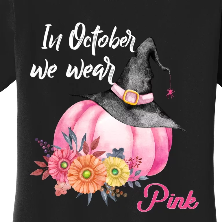 Breast Cancer Pumpkin Witch Women's T-Shirt