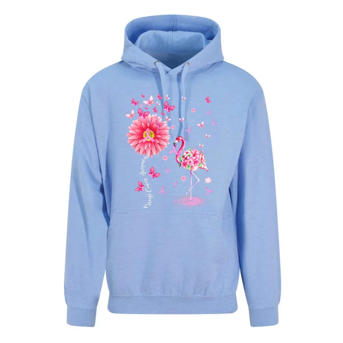 Breast Cancer Pink Flamingo Daisy Awareness Ribbon Unisex Surf Hoodie