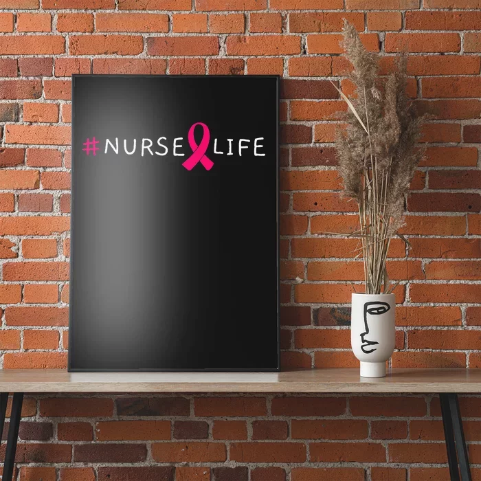 Breast Cancer Pink Awareness Ribbon Nurse Medical Worker Poster