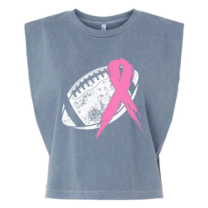 Breast Cancer Pink Ribbon Football Awareness Costume Garment-Dyed Women's Muscle Tee