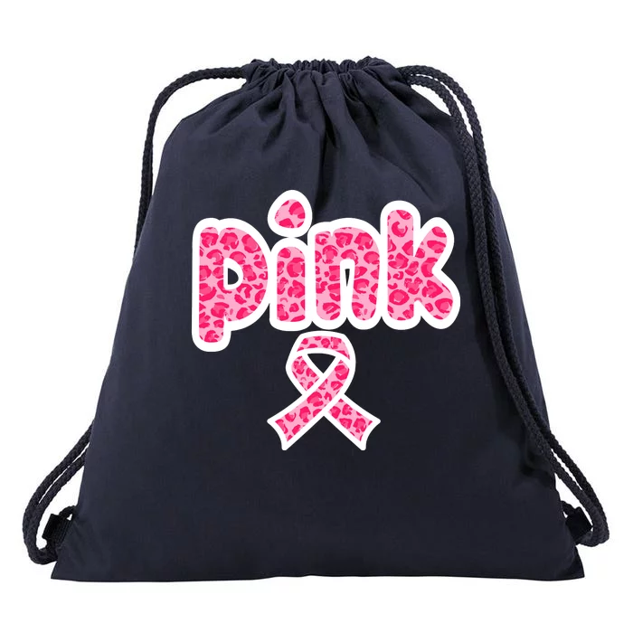 Breast Cancer Pink Ribbon Awareness Drawstring Bag