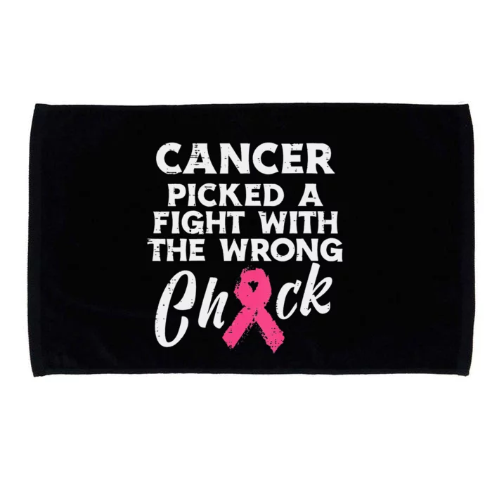 Breast Cancer Picked A Fight Wrong Chick Awareness Microfiber Hand Towel