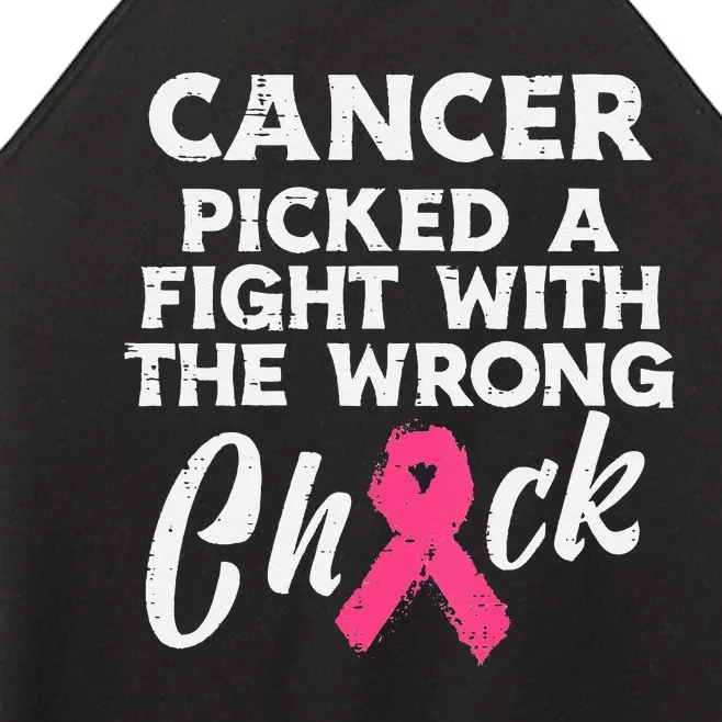 Breast Cancer Picked A Fight Wrong Chick Awareness Women’s Perfect Tri Rocker Tank