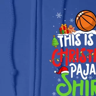 Basketball Christmas Pajama Meaningful Gift Xmas Party Basketball Gift Full Zip Hoodie