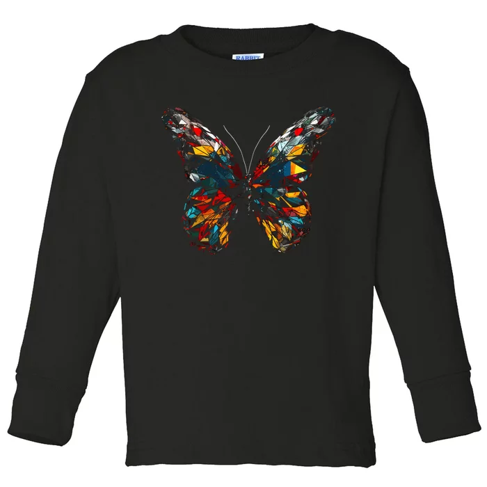 Butterfly Colourful Polygon Art Animal Butterfly Toddler Long Sleeve Shirt