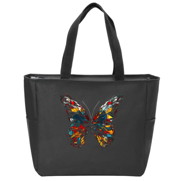 Butterfly Colourful Polygon Art Animal Butterfly Zip Tote Bag