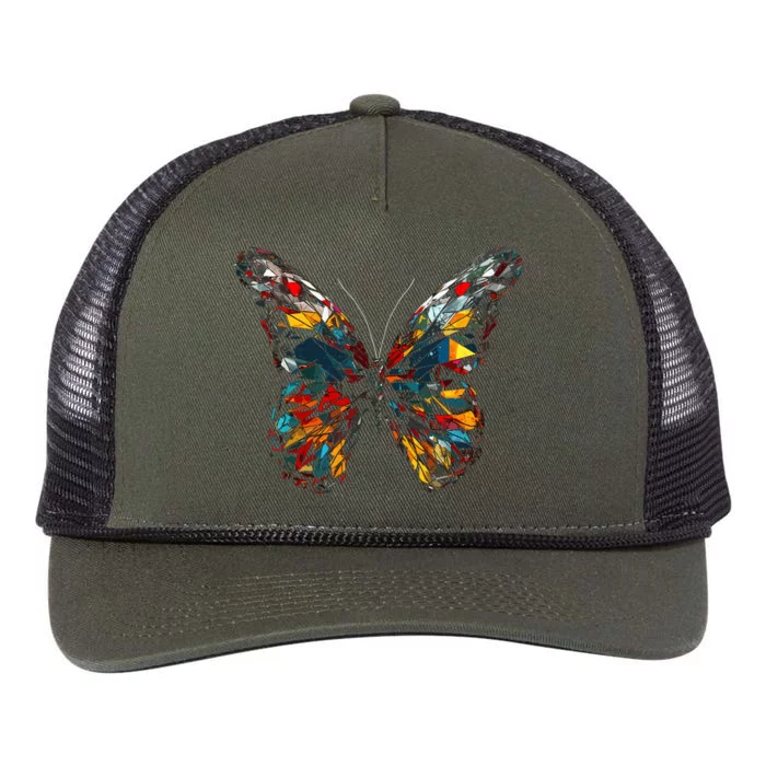 Butterfly Colourful Polygon Art Animal Butterfly Retro Rope Trucker Hat Cap