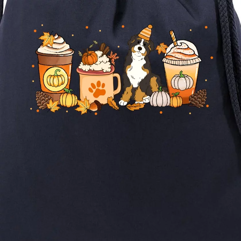 Bernedoodle Coffee Pumpkin Spice Dog Lover Fall Thanksgiving Gift Drawstring Bag