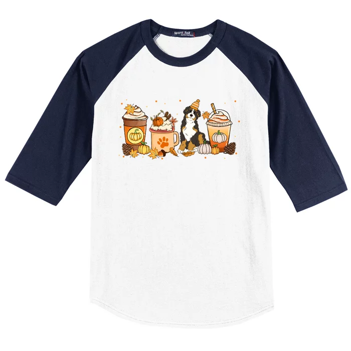 Bernedoodle Coffee Pumpkin Spice Dog Lover Fall Thanksgiving Gift Baseball Sleeve Shirt