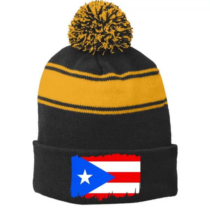 Boricua | Cute Pr Puerto Rican Pride Nuyorican Flag Ladies Rico Stripe Pom Pom Beanie