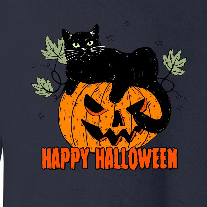 Black Cat Pumpkin Halloween Day Sublimation Retro Halloween Toddler Sweatshirt