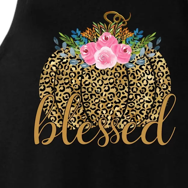 Blessed Cheetah Pumpkin October Ladies Tri-Blend Wicking Tank