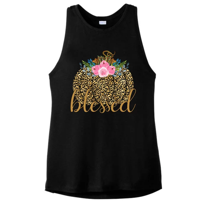 Blessed Cheetah Pumpkin October Ladies Tri-Blend Wicking Tank