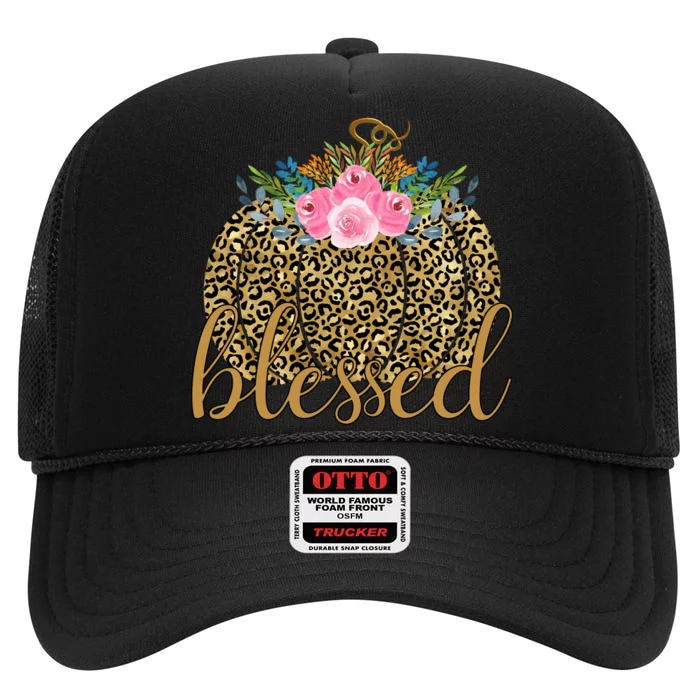 Blessed Cheetah Pumpkin October High Crown Mesh Trucker Hat